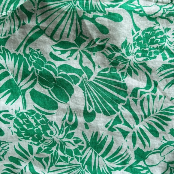 Sz M Nicole Miller 100% Linen Wide Leg Cropped Tropical Resort Pants EUC - Picture 3 of 4